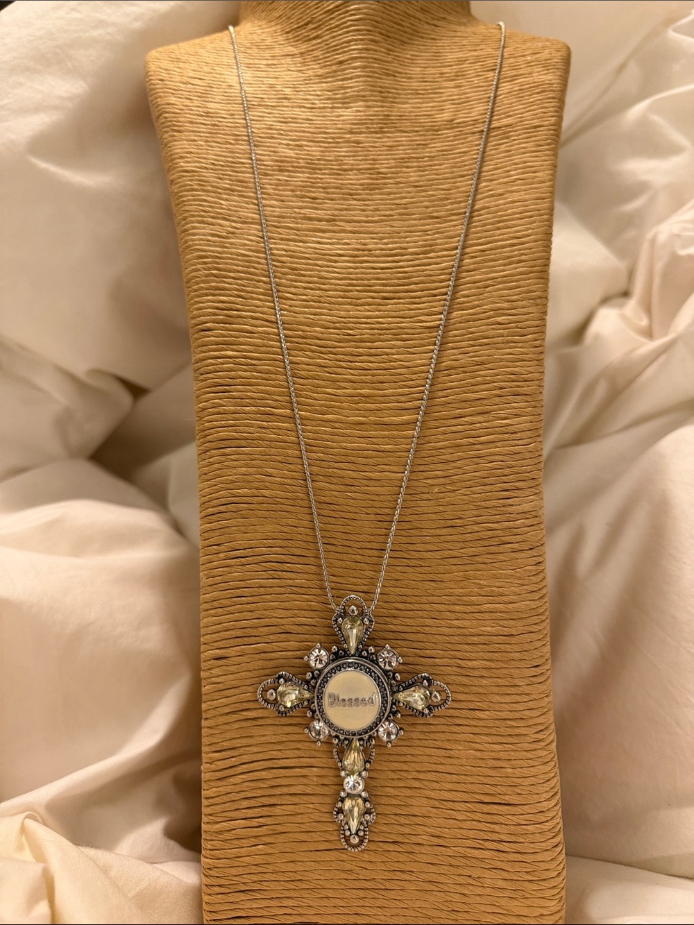 Silver Tone Ginger Snaps & Co. Bling Cross Necklace